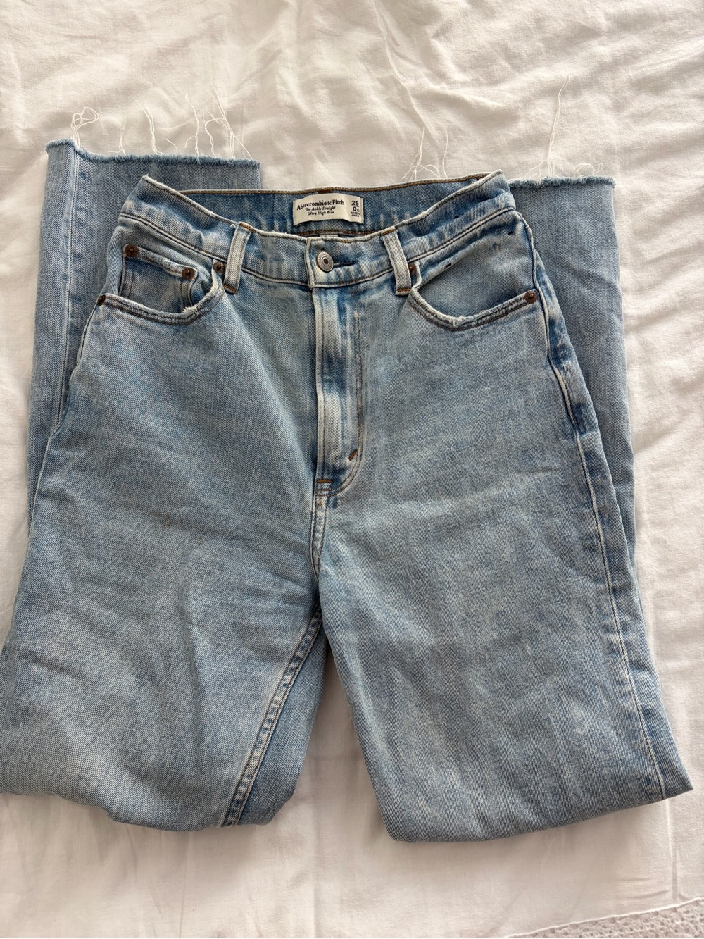 Abercrombie Light Blue High-Rise Straight Jeans - curve love extra long